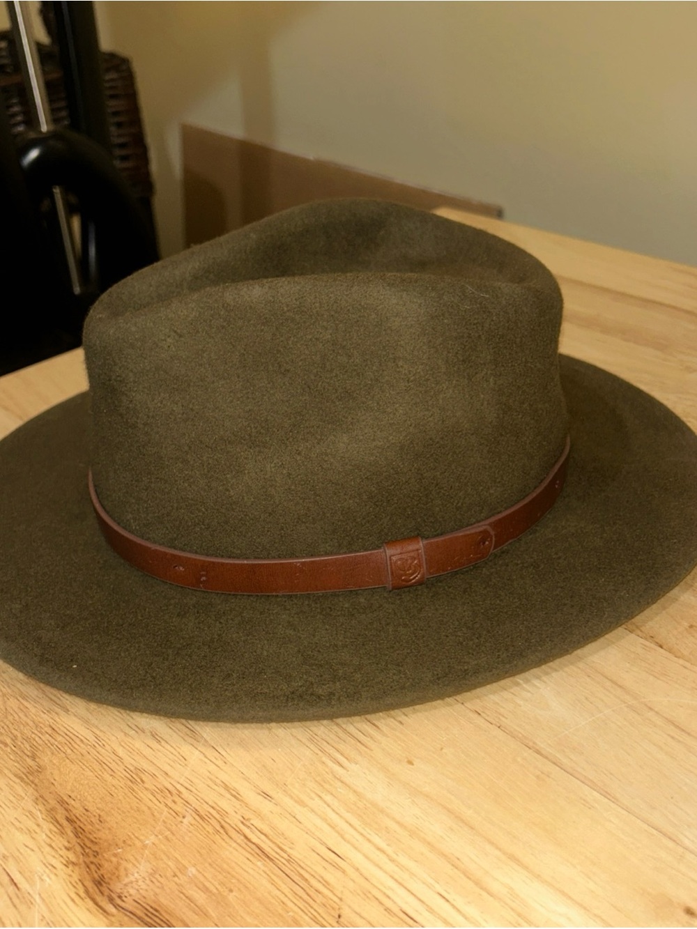 Brixton Wool Felt Fedora Hat Dark Army Green Men Small 7 56cm Unisex 100% Wool